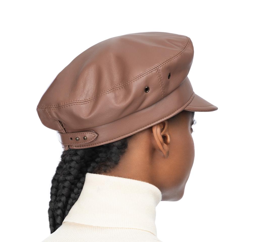 Eric Javits Women Hats Almondine Night Porter Leather Cap
