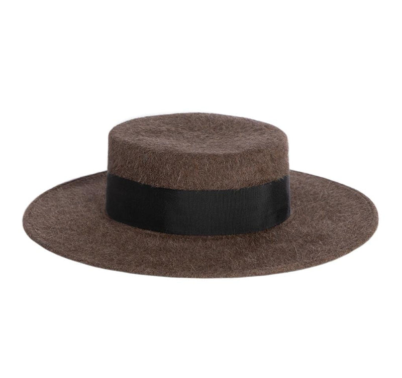 Eric Javits Women Hats BROWN Wool Gaucho Boater Hat