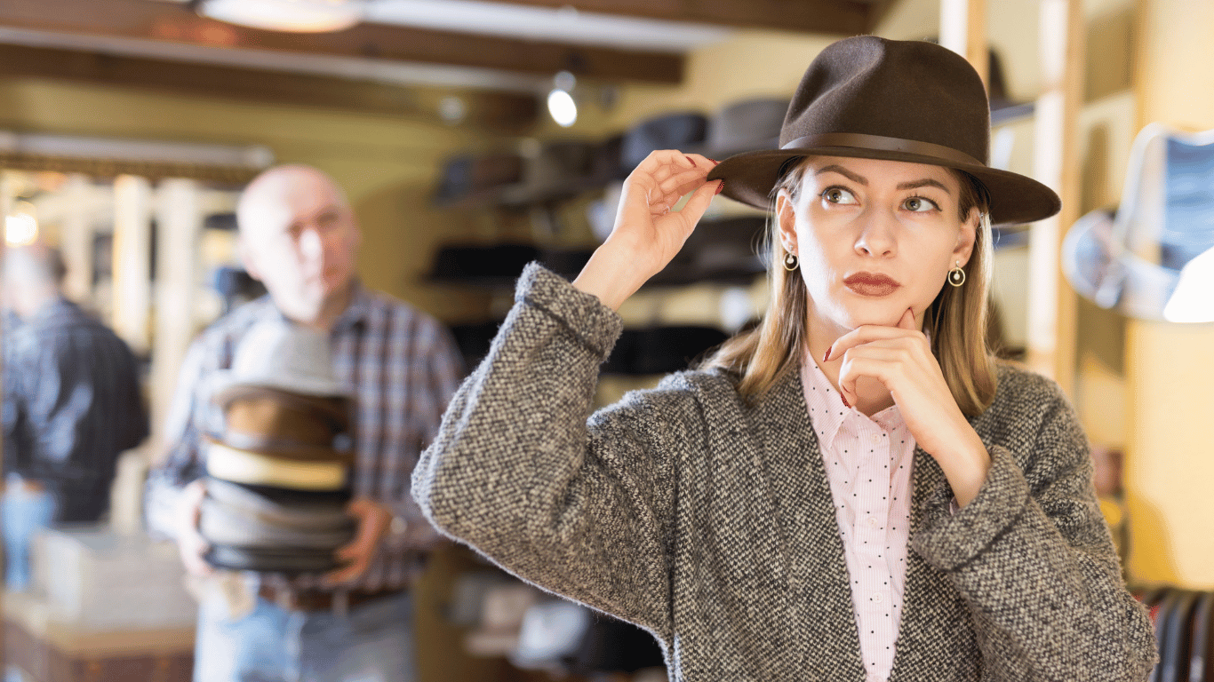 woman fitting a hat